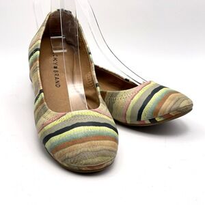 Lucky Brand Ballet Flats Emmie Multicolor Spring Pastel Colorful Striped Women 6